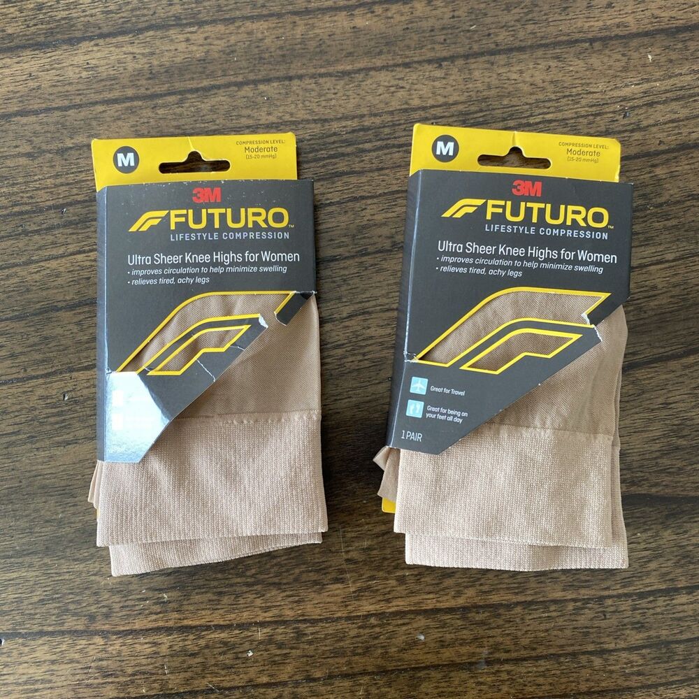 3M Futuro Large Women's Ultra Sheer Knee High Compression Socks Moderate 2 pack